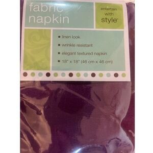 Napkins 4 Burgundy Textured Polyester Benson Mills 18 Wrinkle Resist Linen Look